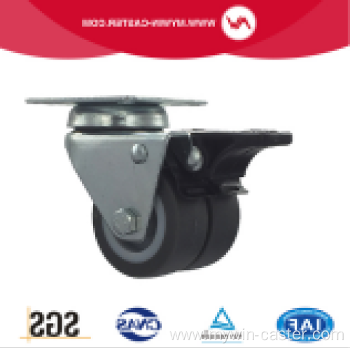 3 Inch Plate Swivel TPR Material With Brake small twin Caster